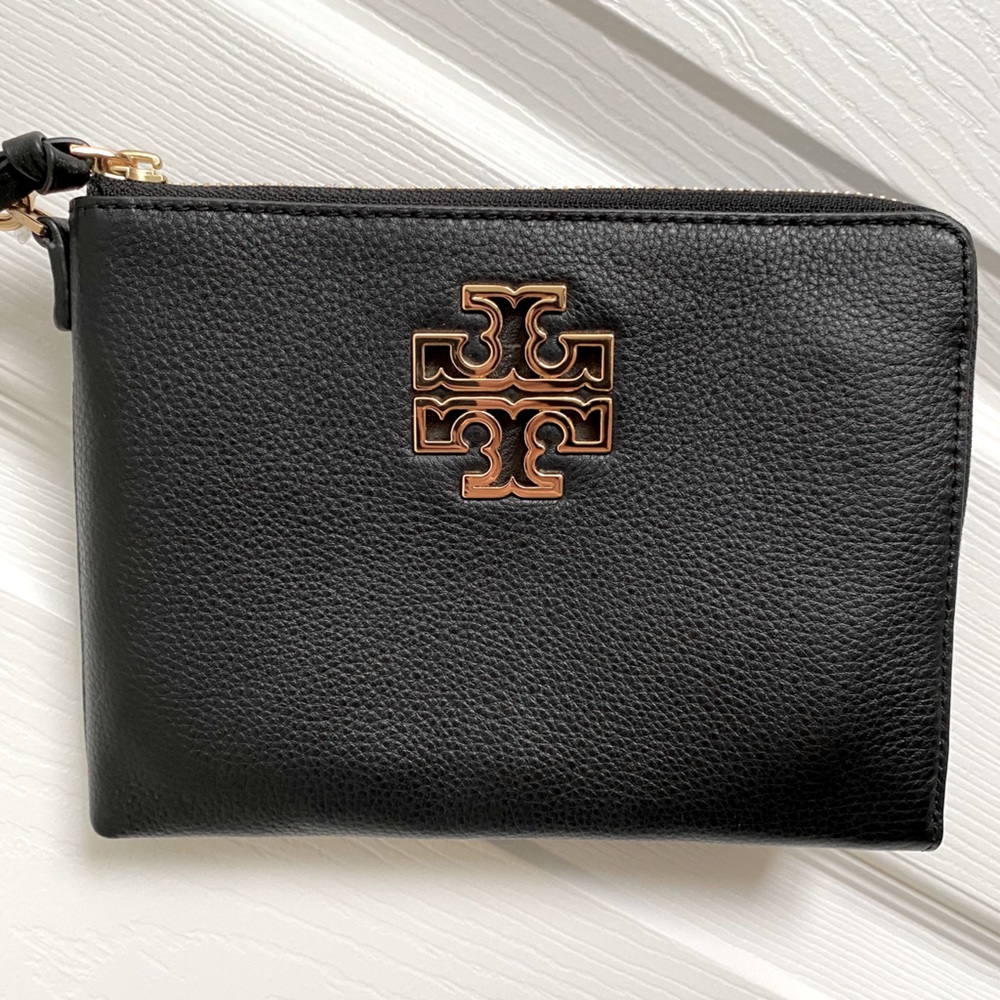 Tory Burch Britten Black Large Zip Pouch/Wristlet